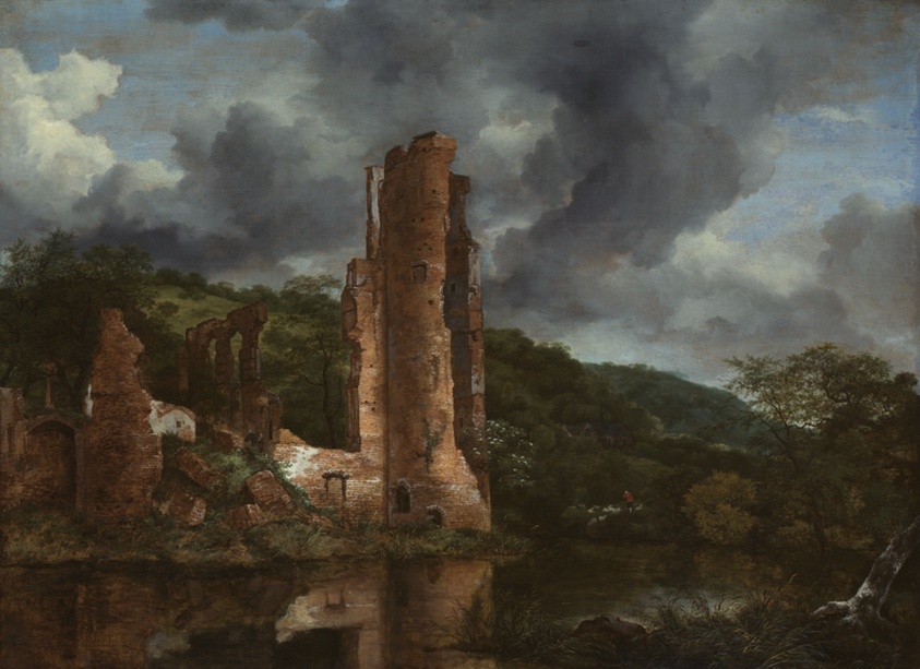 An oil painting of castle ruins